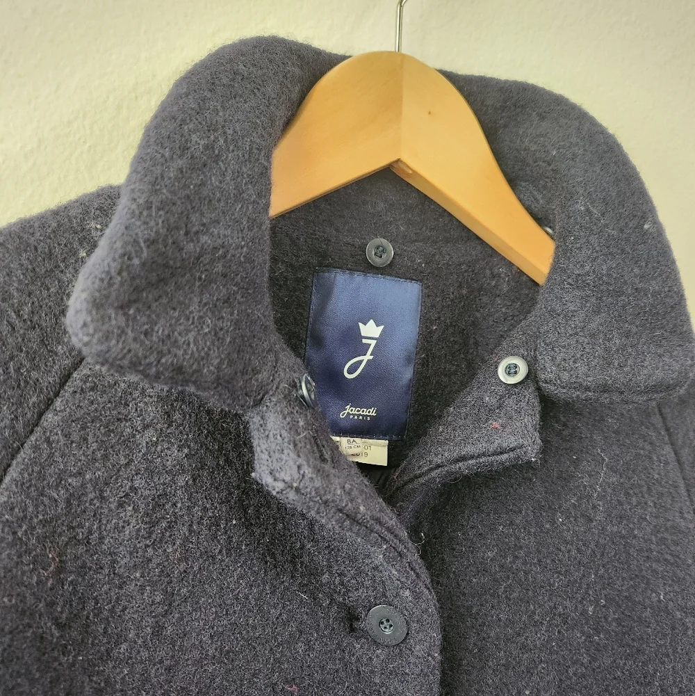 Jacadi Paris Girls Navy Blue Coat Jacket Wool Insulated‎ Size 8A